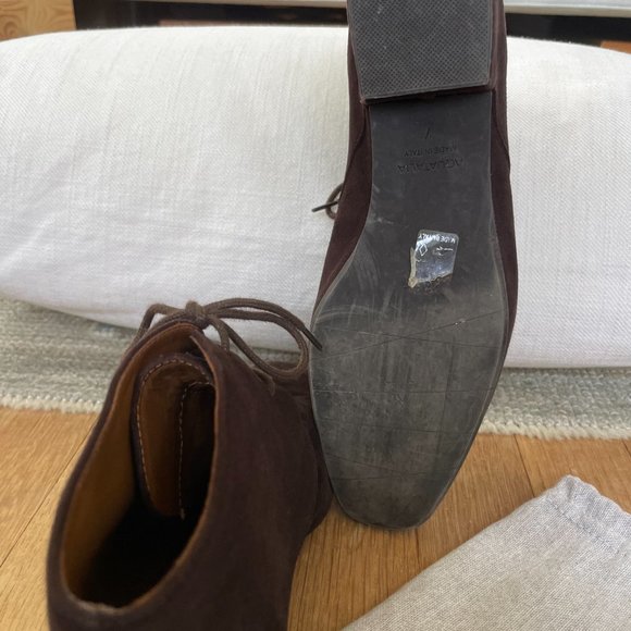 Aquatalia Brown Suede Lace Up Booties Size 7 - Picture 6 of 10